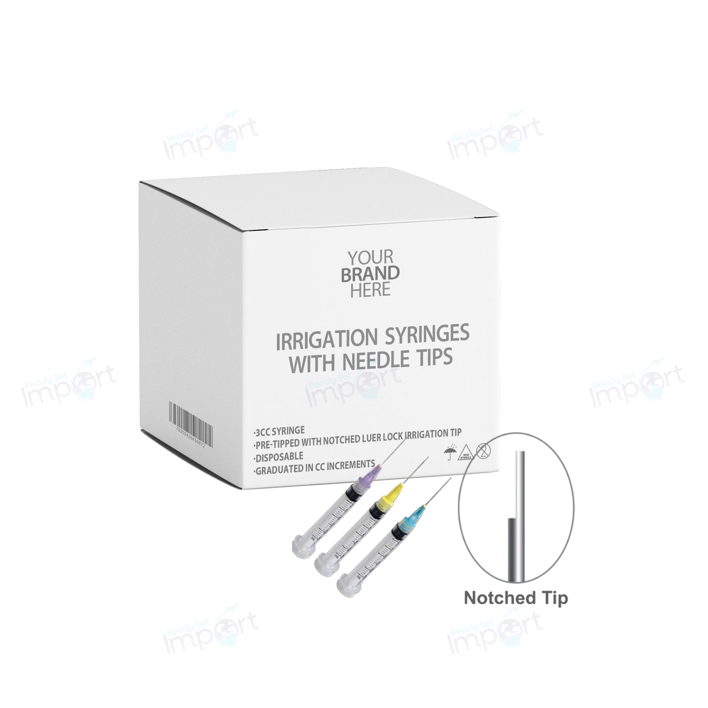 Irrigation Syringes With Needle Tips - Notched Tip